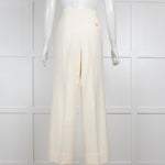 The Row Cream Crepe Wide Legg Trousers