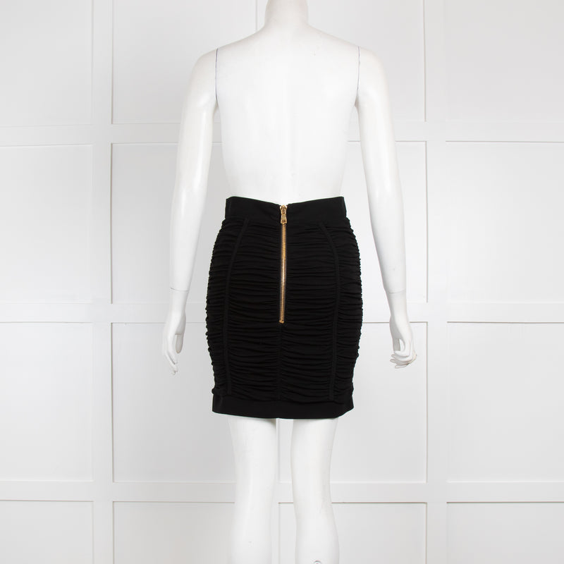 Balmain Black Rushed Skirt