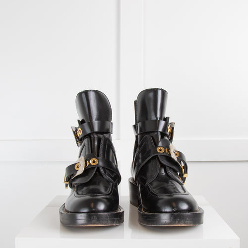 Balenciaga Black Buckled Boots