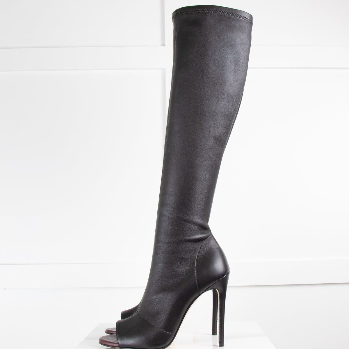 Victoria Beckham Black Leather Opaz Knee Boot