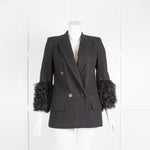 Karl Largerfeld Black Blazer With Curly Fur Cuffs