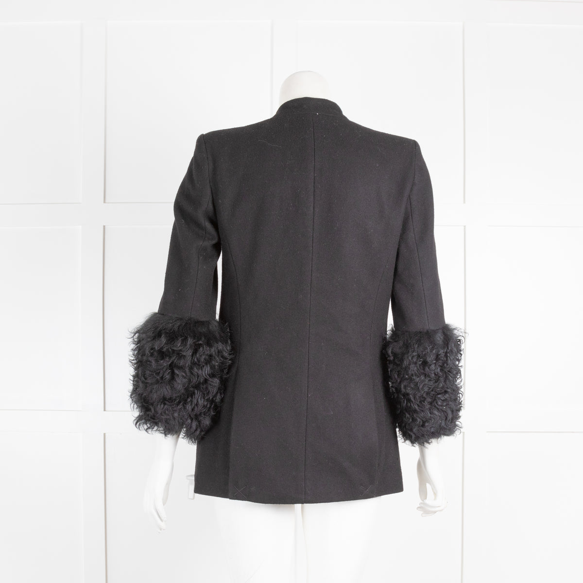 Karl Largerfeld Black Blazer With Curly Fur Cuffs