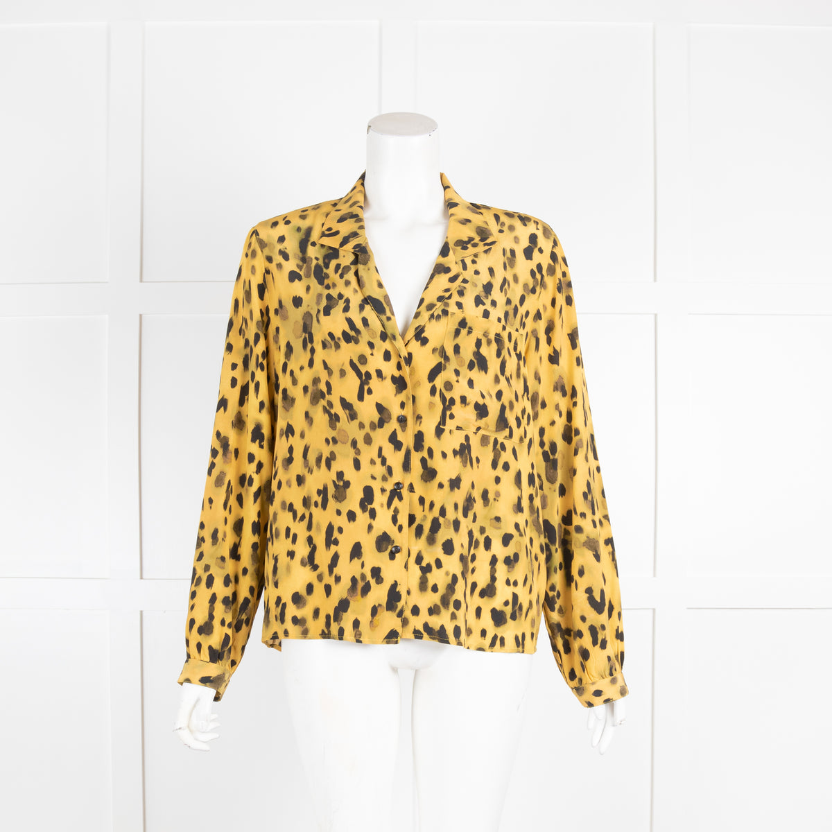Anine Bing Yellow Cheetah Pyjama Style Blouse