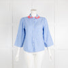 Vilagallo Blue Gingham Blouse with Embellished Collar