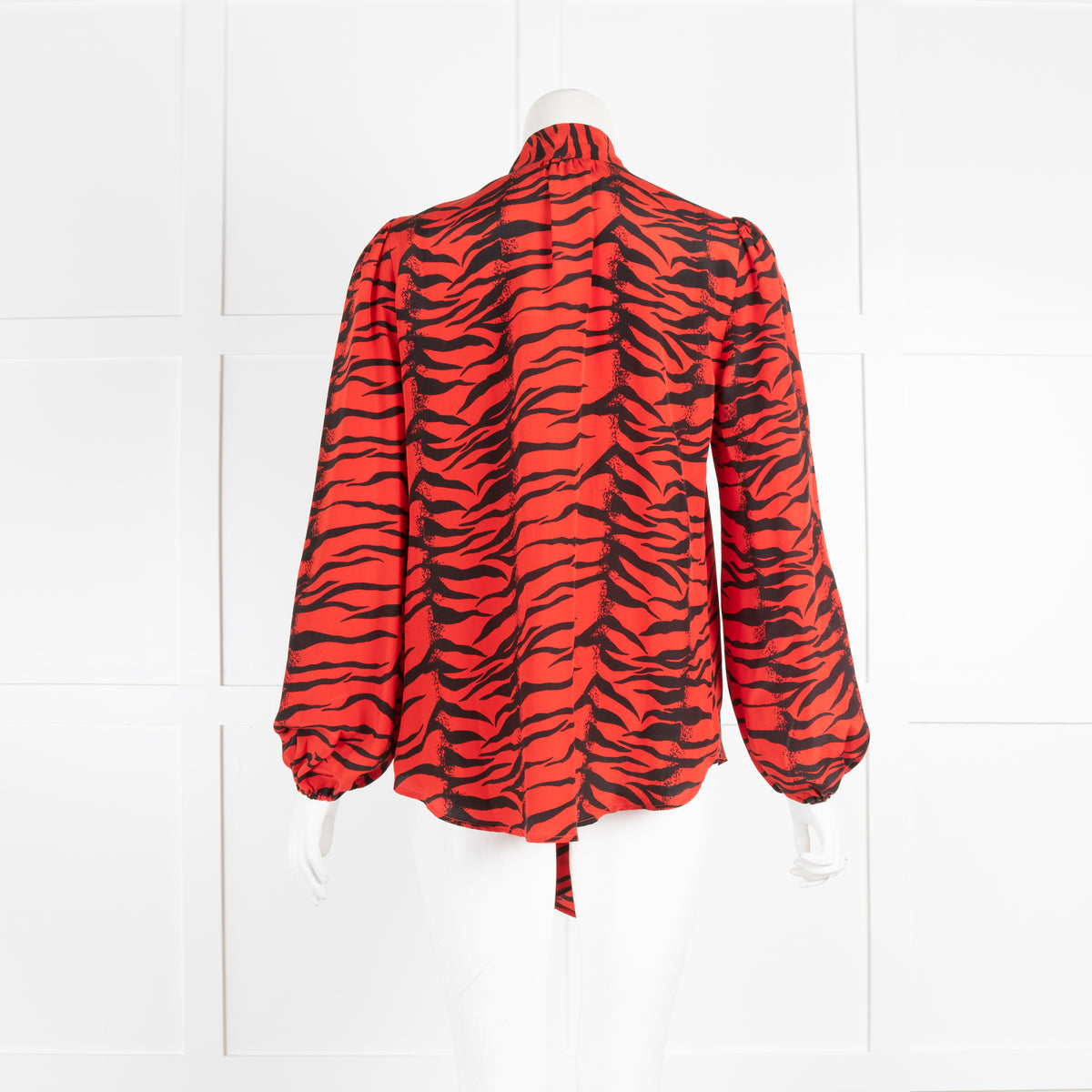 Rixo Red Zebra Tie Neck Blouse