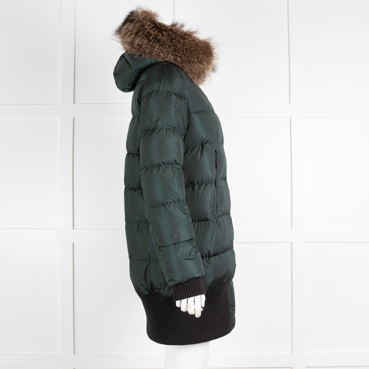 Moncler Green  Puffer with Fur Hood