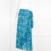 Ganni Blue Floral Wrap Skirt