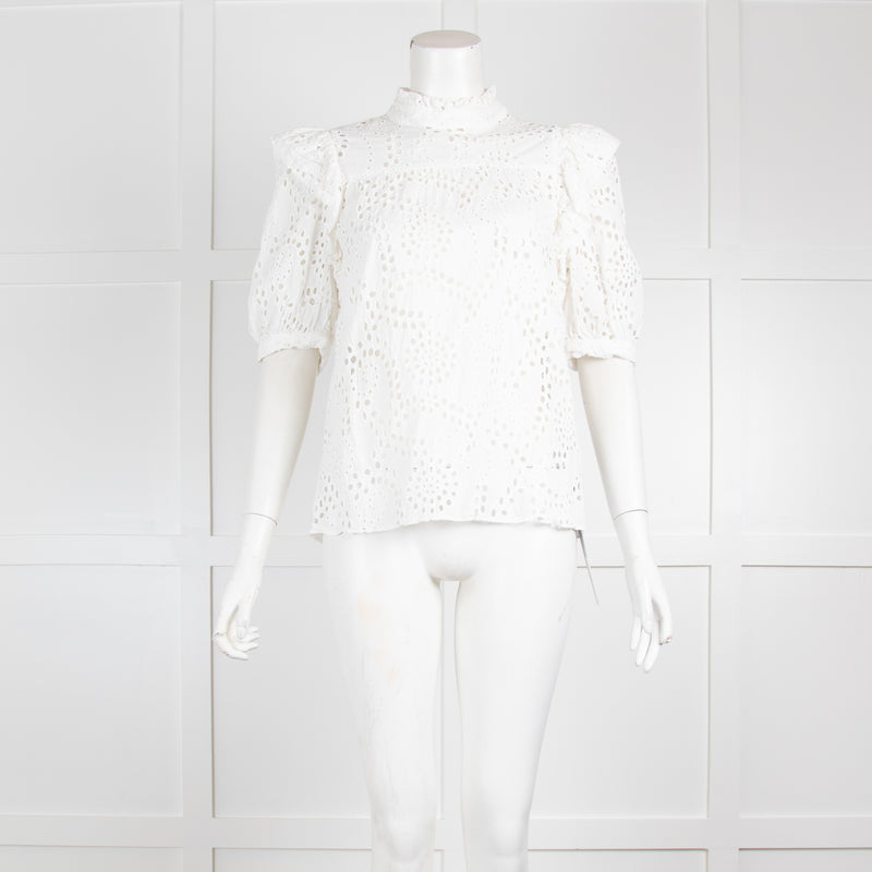 Iris and Ink White Broderie Anglaise Top