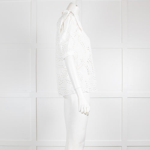 Iris and Ink White Broderie Anglaise Top