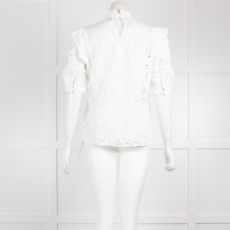 Iris and Ink White Broderie Anglaise Top