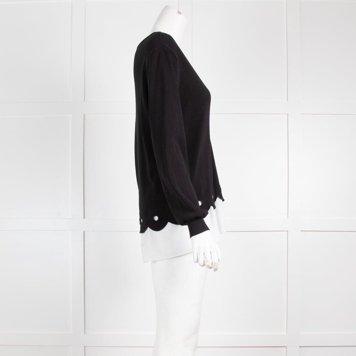 Claudie Pierlot Black Top With White Scalloped Hem
