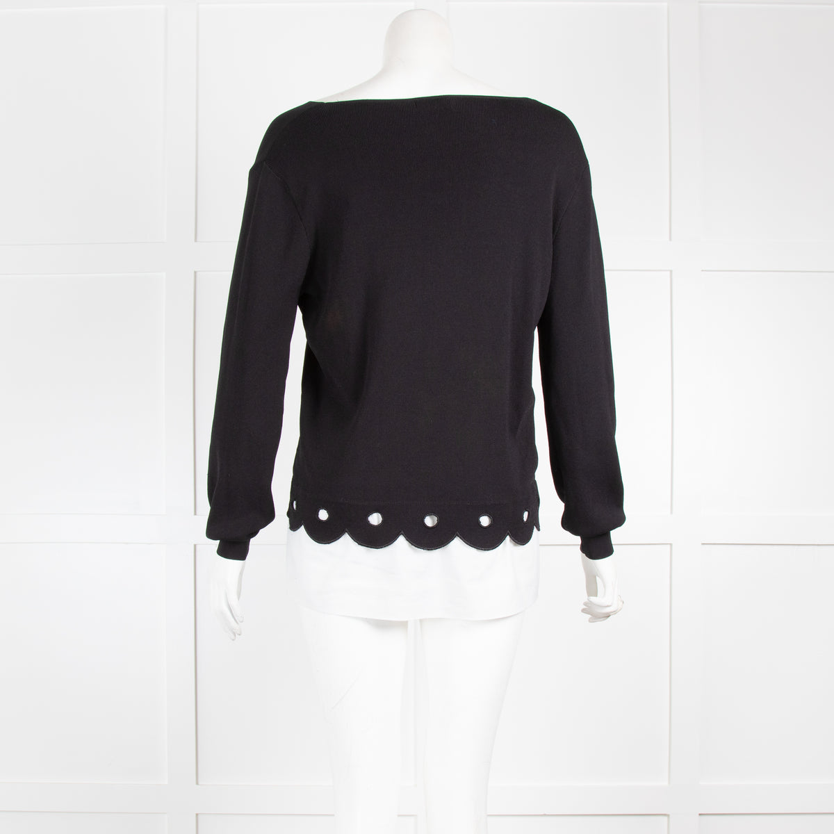 Claudie Pierlot Black Top With White Scalloped Hem