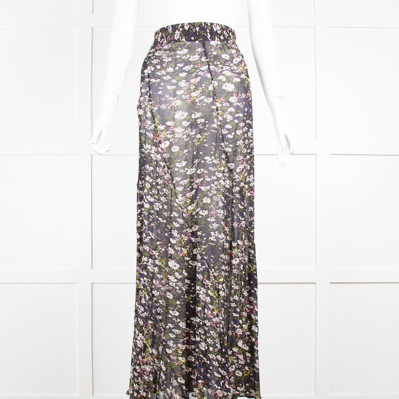 Ganni floral print maxi skirt shop