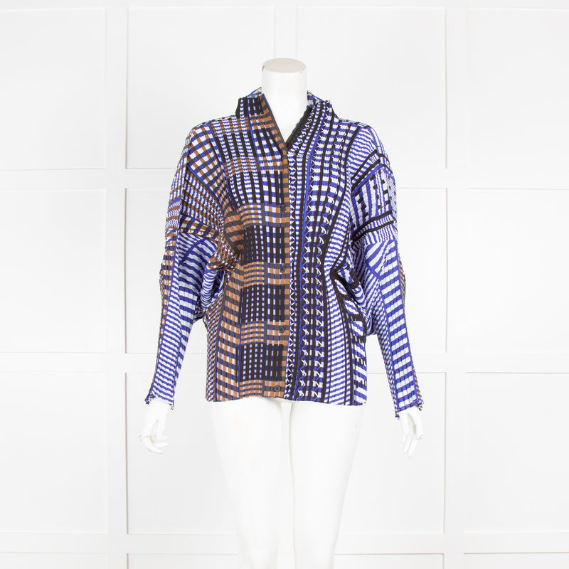 Issey Miyake Blue Pleated Blouse