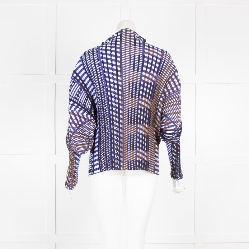 Issey Miyake Blue Pleated Blouse