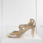 Jimmy Choo Gold Sparkle Twist Front Stilettos