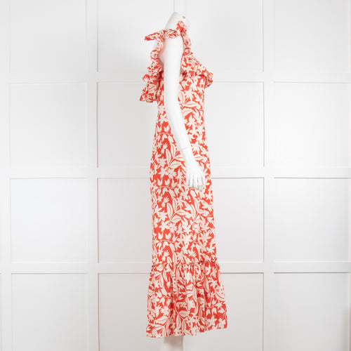 Rixo Orange Cream Floral Maxi Dress