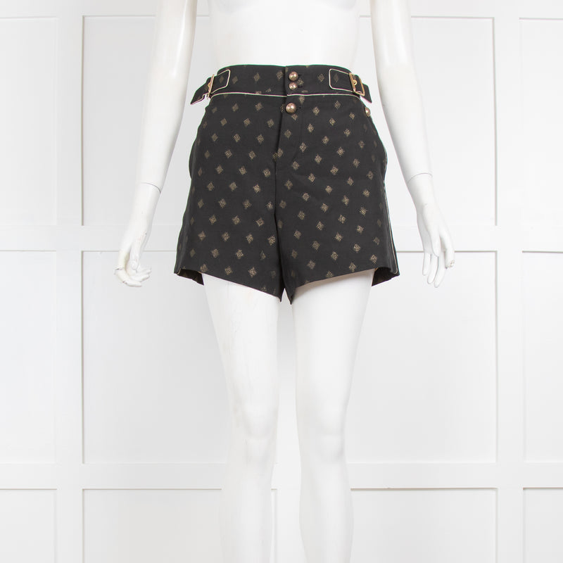 Chloe Black Shorts With Gold Print