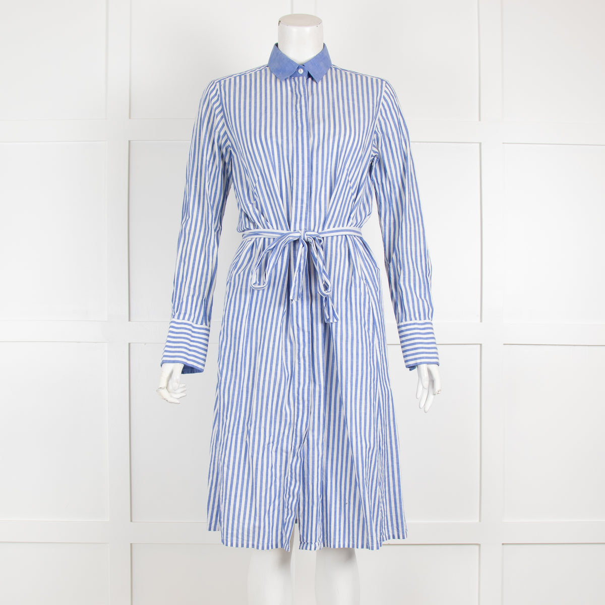 PDN London Blue & White Stripe Shirt Dress