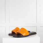Tory Burch Orange Double T Sport Slides