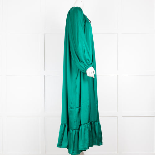The Malama Studio Satin Long Emerald Dress