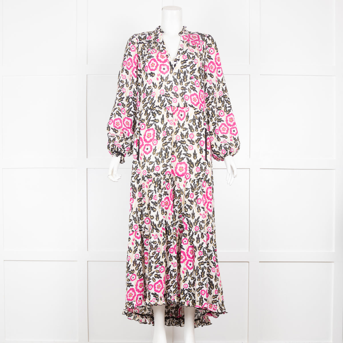 Me & Em Black and Pink Floral Maxi Dress