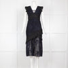 Three Floor Navy Lace Crochet Midi Dress