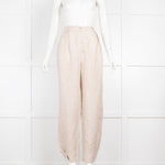 12Storeez Oatmeal Linen Paperbag Trousers