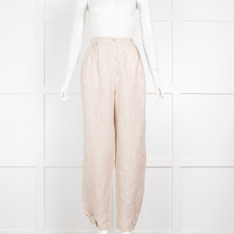 12Storeez Oatmeal Linen Paperbag Trousers