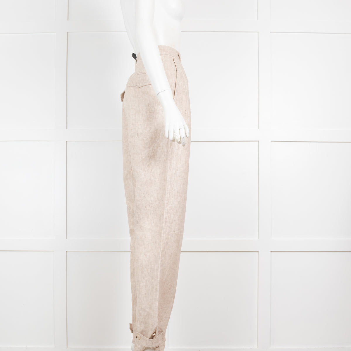 12Storeez Oatmeal Linen Paperbag Trousers