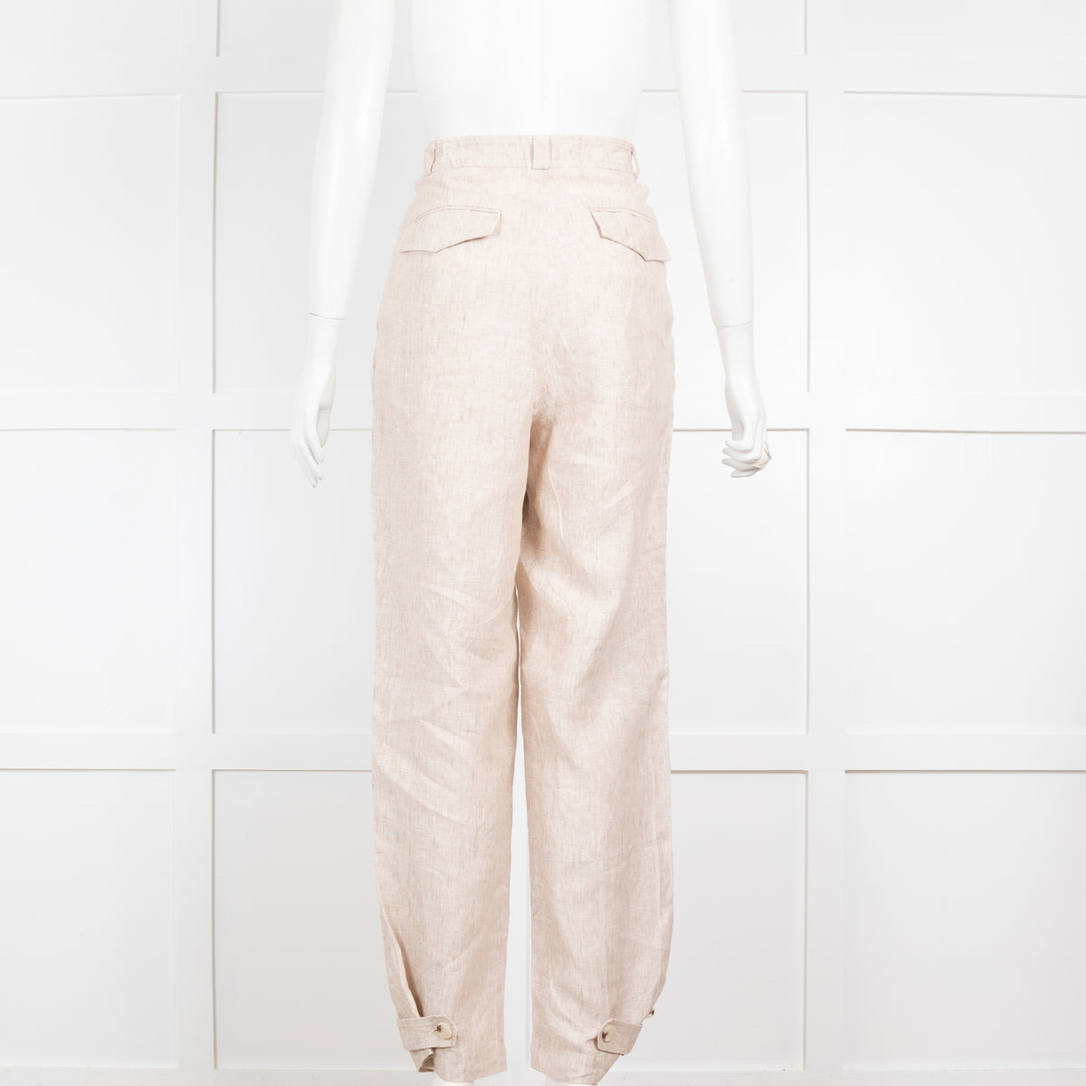 12Storeez Oatmeal Linen Paperbag Trousers