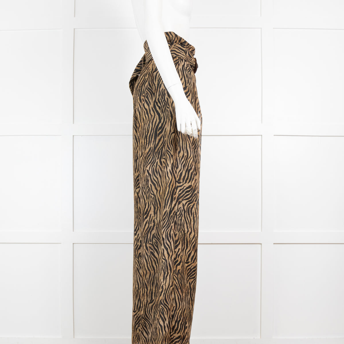 Nanushka Black & Beige Tiger Print Wide Leg Trousers