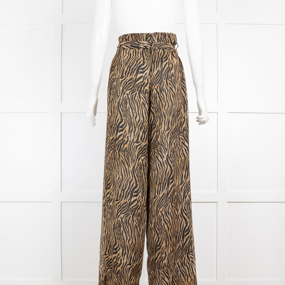 Nanushka Black & Beige Tiger Print Wide Leg Trousers