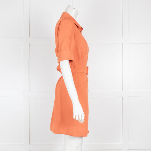Sandro Orange Mini Dress with Puff Sleeves