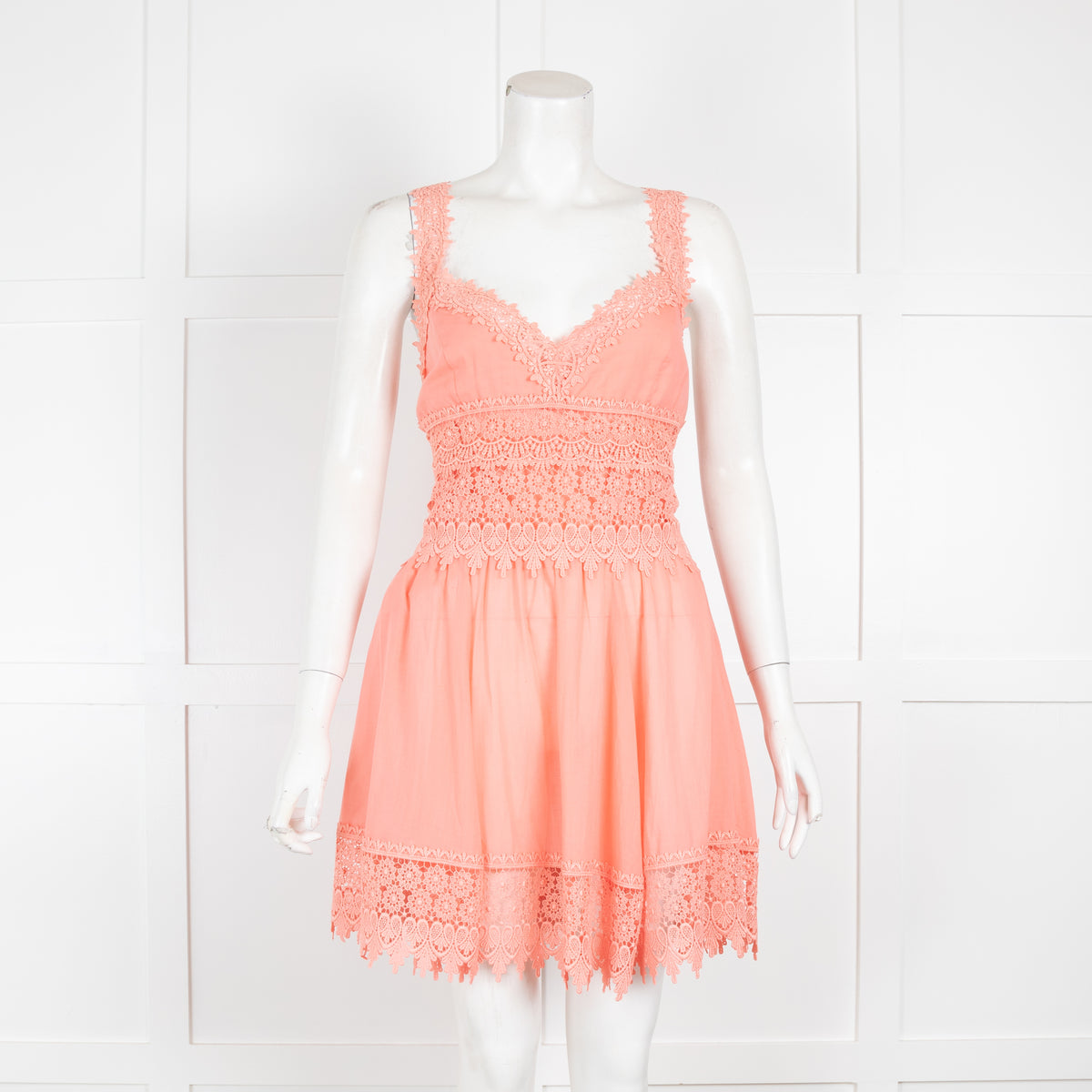 Charo Ruiz Coral Broderie Anglaise Mini Dress