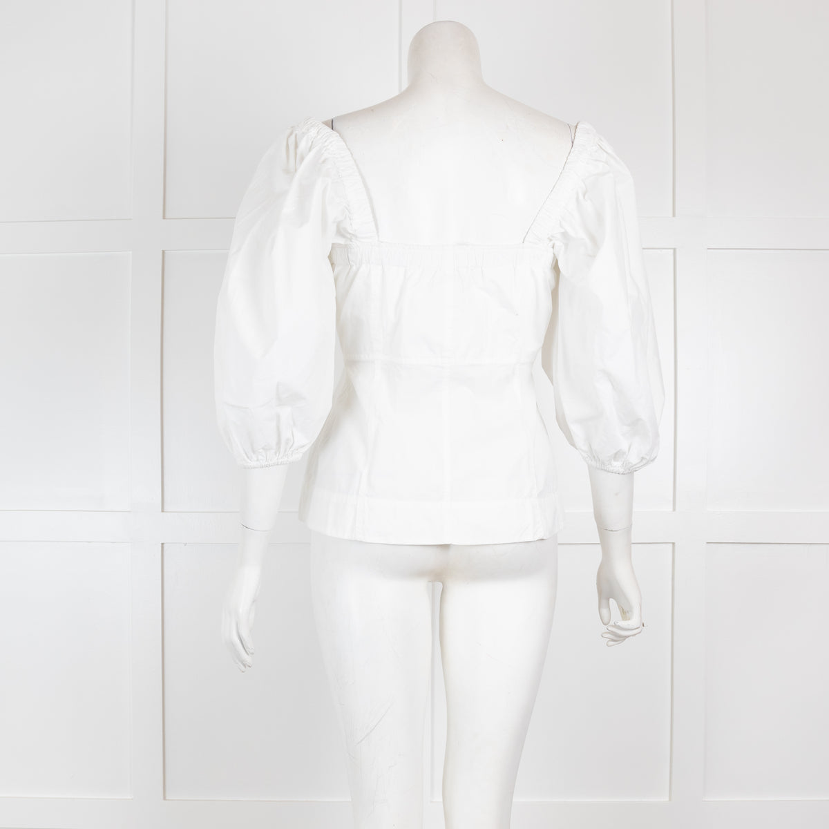 Ganni White Off The Shoulder Button Front Top