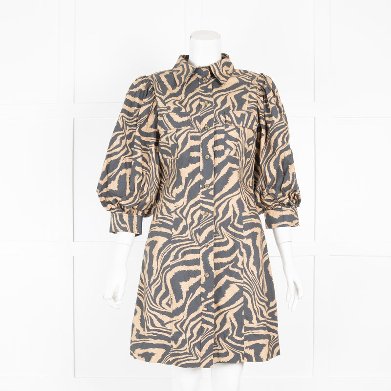 Ganni Tan Tiger Print Dress