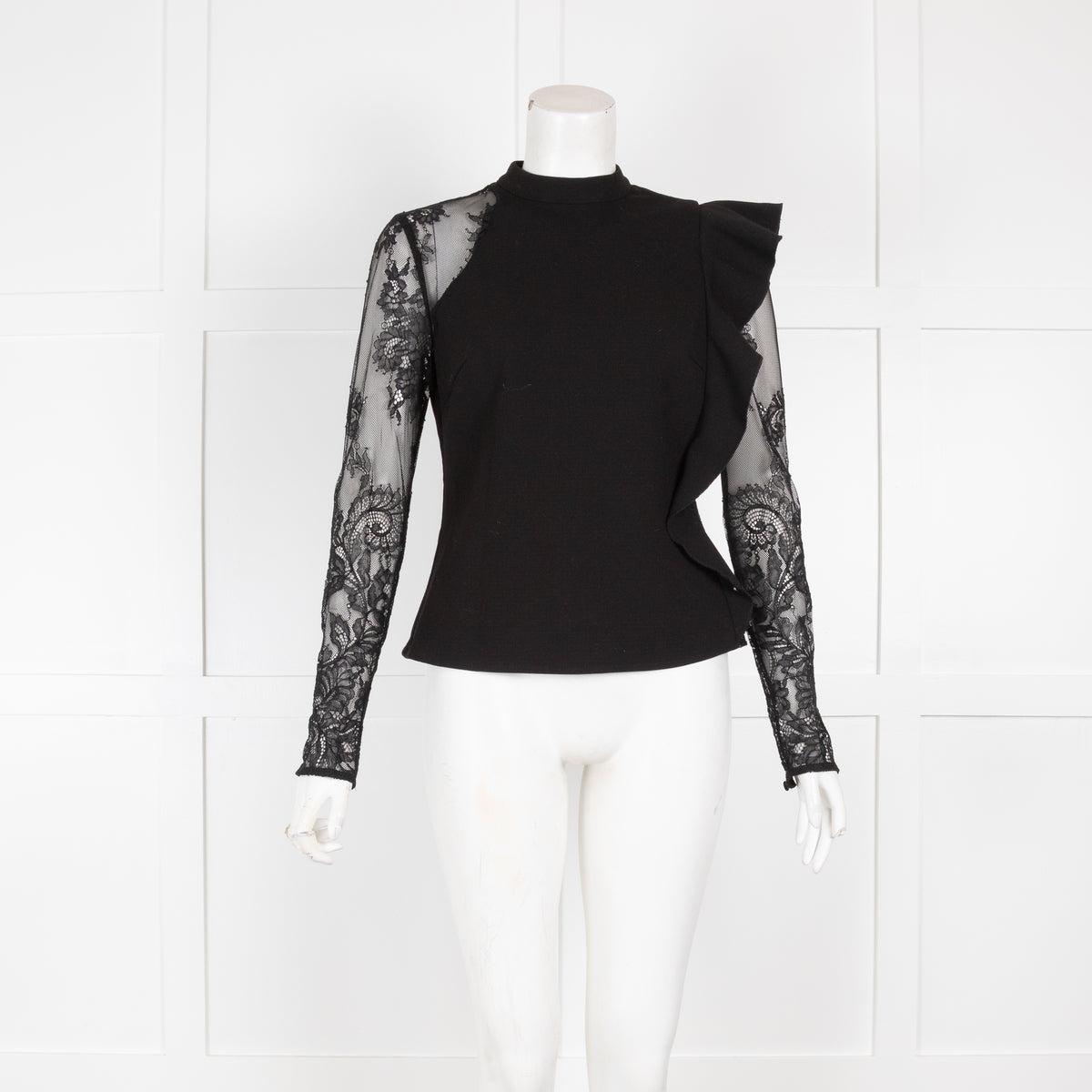 Self Portrait Black Top Lace Sleeve