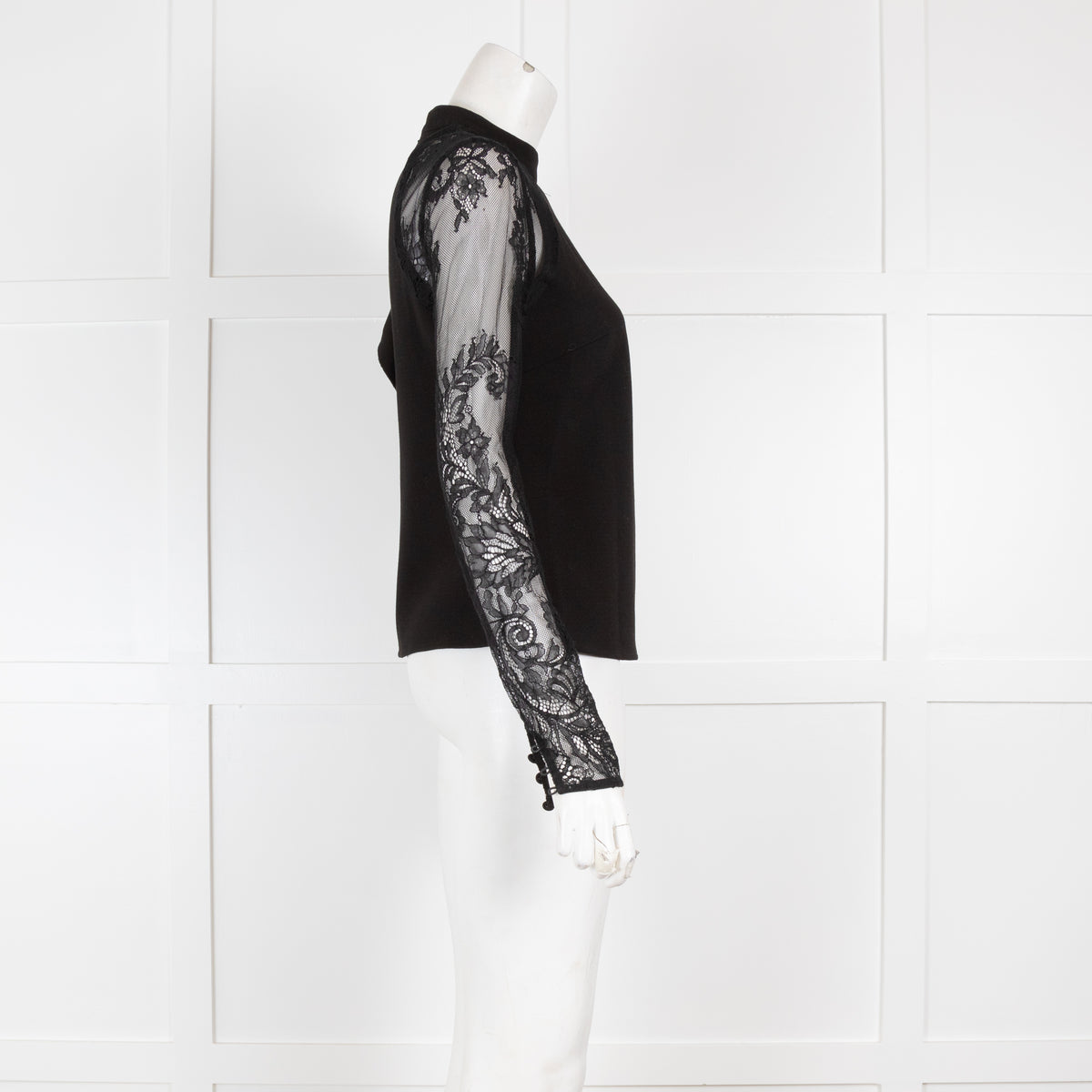 Self Portrait Black Top Lace Sleeve