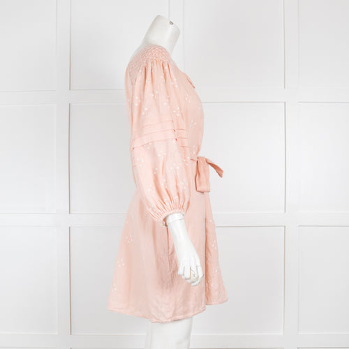 Innika Choa Pink Linen Smock Mini Dress