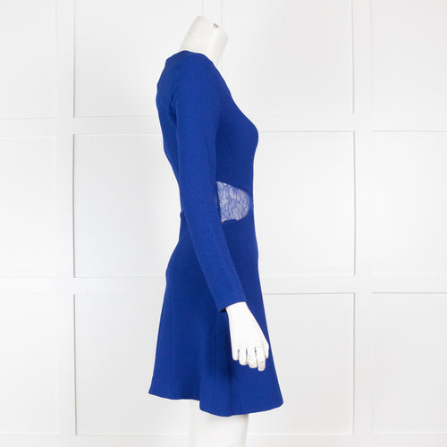 Sandro Blue Dress Lace Waist Inserts