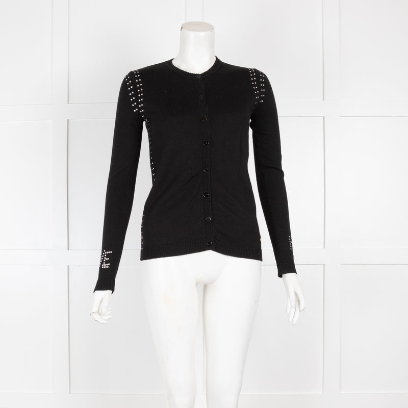Bella Freud Black Thin Knit Love Hate Cardigan