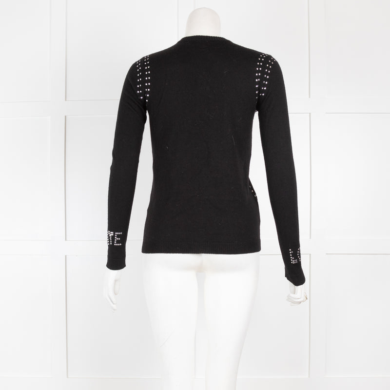 Bella Freud Black Thin Knit Love Hate Cardigan