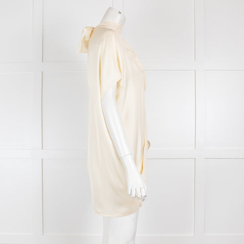 VVB Victoria Beckham Cream Silk Tie Back Top