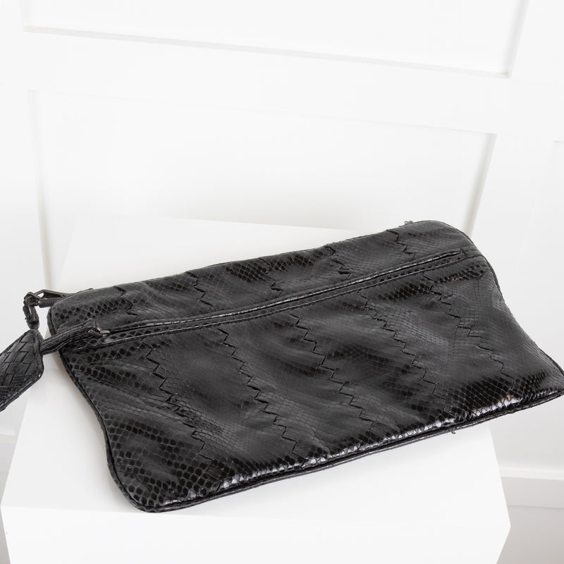 Bottega Veneta Snakeskin Chain Crossbody Bag