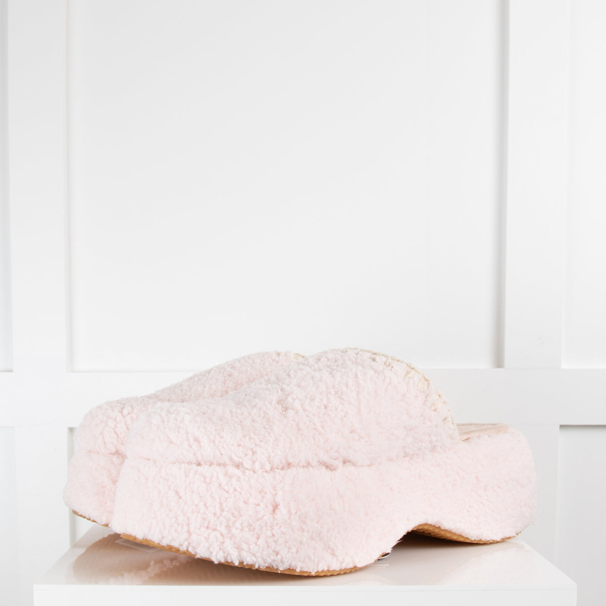 Mou Pink Sherpa Faux Fur Clogs