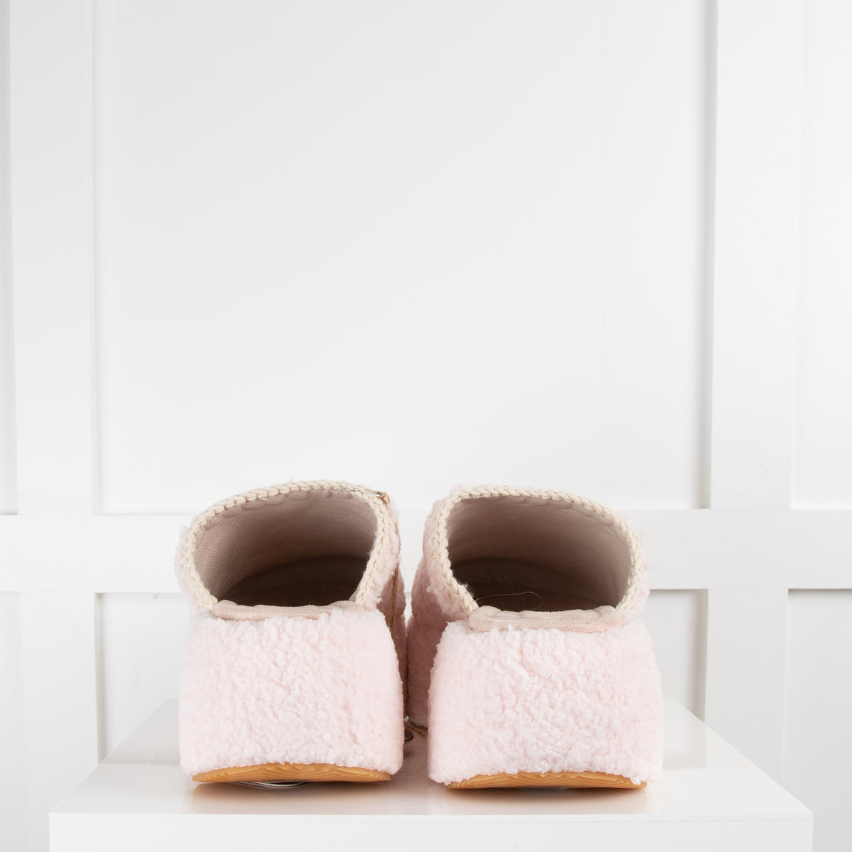 Mou Pink Sherpa Faux Fur Clogs