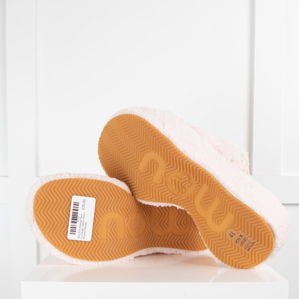 Mou Pink Sherpa Faux Fur Clogs