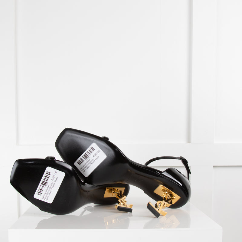 Saint Laurent Black Patent Opyum Sandals