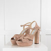 Jimmy Choo Nude Suede Heloise Knotted Platform Sandals